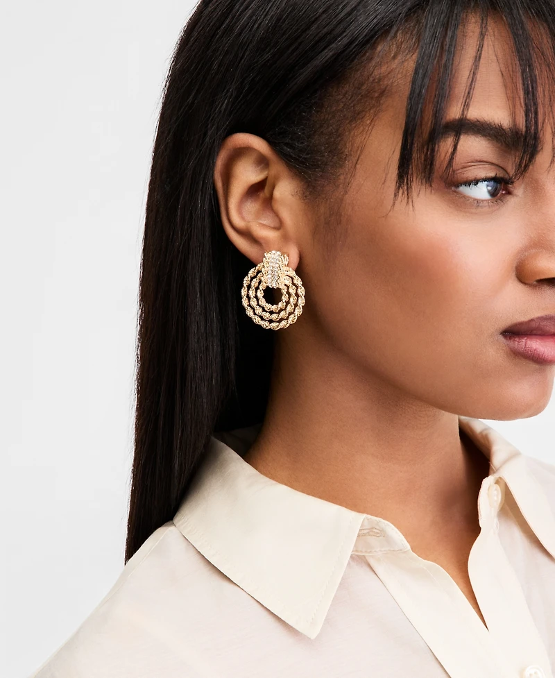 I.n.c. International Concepts Pave Rope Chain Orbital Drop Earrings, Macy's Exclusive