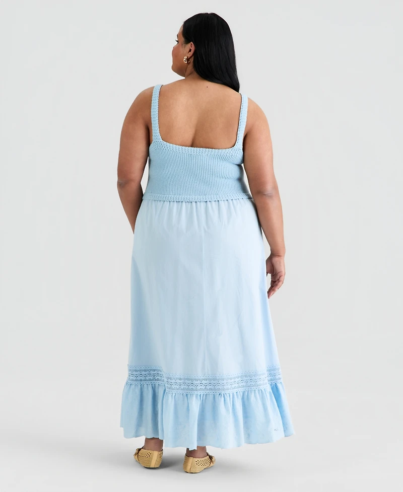 And Now This Trendy Plus Mixed-Media Maxi Dress, Macy's Exclusive