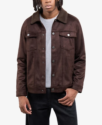Xray Men's Faux Suede Jacket With Fur Collar