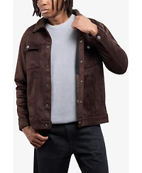 Xray Men's Faux Suede Jacket With Fur Collar