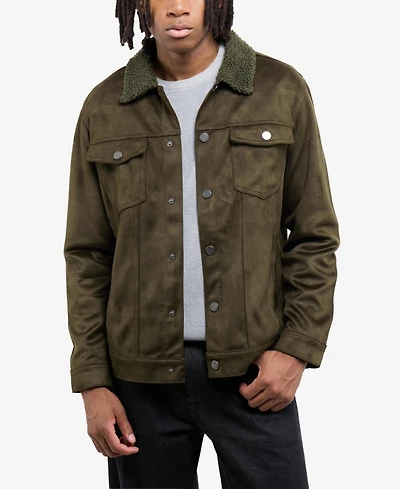 Xray Men's Faux Suede Jacket With Fur Collar