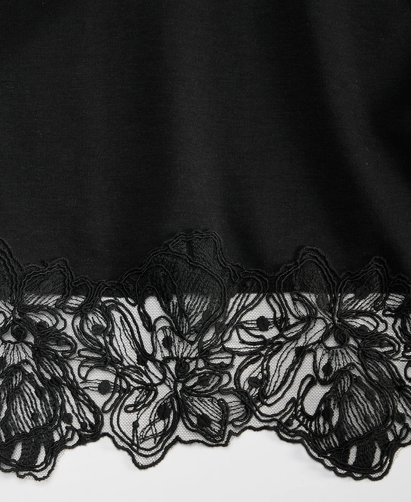 I.n.c. International Concepts Women's Lace-Trim Short Sleeve T-Shirt, Macy's Exclusive