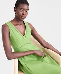 I.n.c. International Concepts Women's Sleeveless V-Neck Linen-Blend Midi Dress, Macy's Exclusive