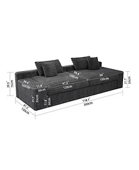 Streamdale Furniture Modular Sectional Sofa, Plush Corduroy