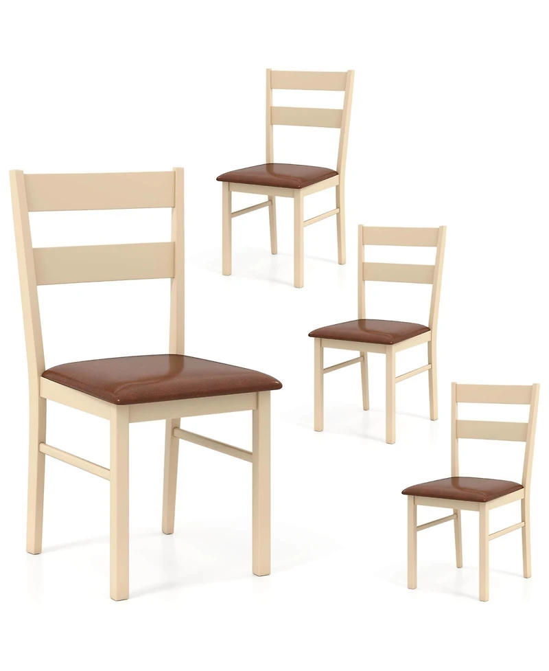 Costway Wooden dining chair with rubber wood frame padded seat for kitchen