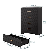 gaomon " 4-Drawer Tall Bedroom Dresser with Gold Handles & Storage"