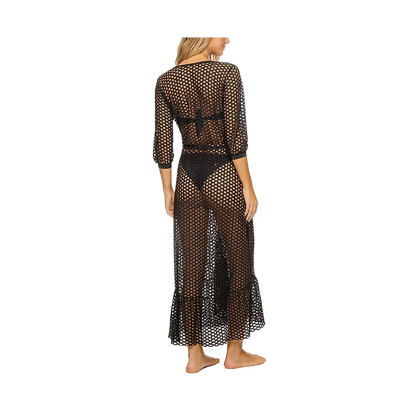 Guria Beachwear Women's Lattice Duster Maxi Tunic Cover-up