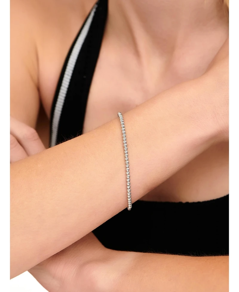 Devata 3mm Beaded Ball Chain Bracelet Rhodium Plated Sterling Silver