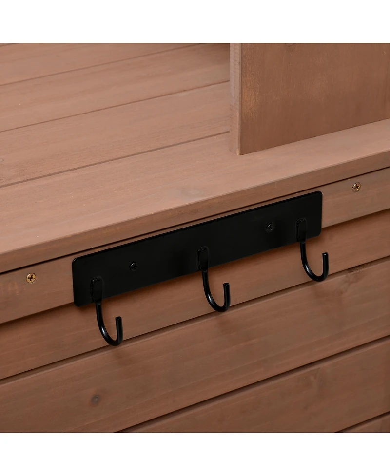 Mondawe Garden Potting Bench Table with Hutch, Patio Storage Workstation