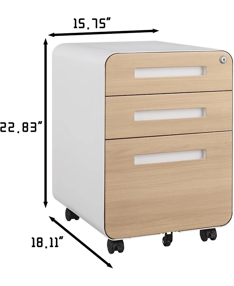 gaomon 3-Drawer Mobile File Cabinet with Lock, Under Desk Metal Filing Cabinet for Home Office
