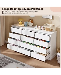 gaomon 12-Drawer Dresser for Bedroom, Large Double Chest of Drawers with Deep Storage & Wide Top, White