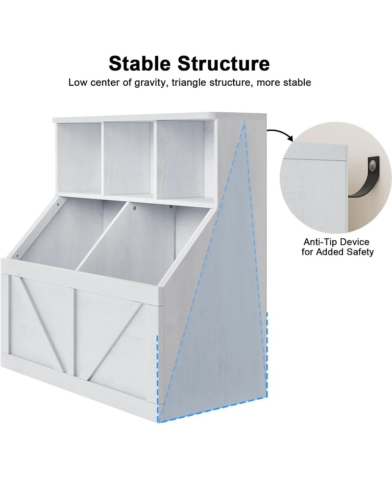 gaomon Toy Storage Organizer and Kids Bookshelf, Toddler Toy Storage Cabinet, White