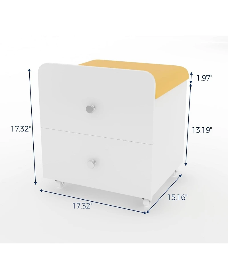 gaomon Vanity Stool Chair with Storage, Square Makeup Vanity Stool Side Table with Storage Drawer, Padded Seat for Bedroom, Living Room