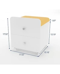 gaomon Vanity Stool Chair with Storage, Square Makeup Vanity Stool Side Table with Storage Drawer, Padded Seat for Bedroom, Living Room