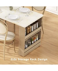 Streamdale Furniture Fluted Kitchen Island with Extendable Dining Table, Power Outlet & Storage
