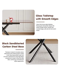 Streamdale Furniture Modern Expandable Dining Table with Retractable Leaf, Glass Top (7-59 chars)