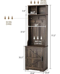 gaomon Farmhouse 3-in-1 Hall Tree with Shoe Storage Bench & Hooks for Entryway