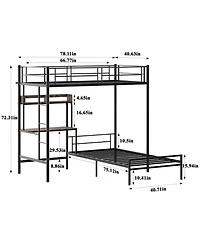 Streamdale Furniture Twin Over Twin Bunk Bed with Desk, Charging Station & Storage
