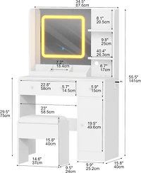 gaomon Vanity Desk with Mirror and Lights, Makeup Desk with 3 Color Lighting Modes, White