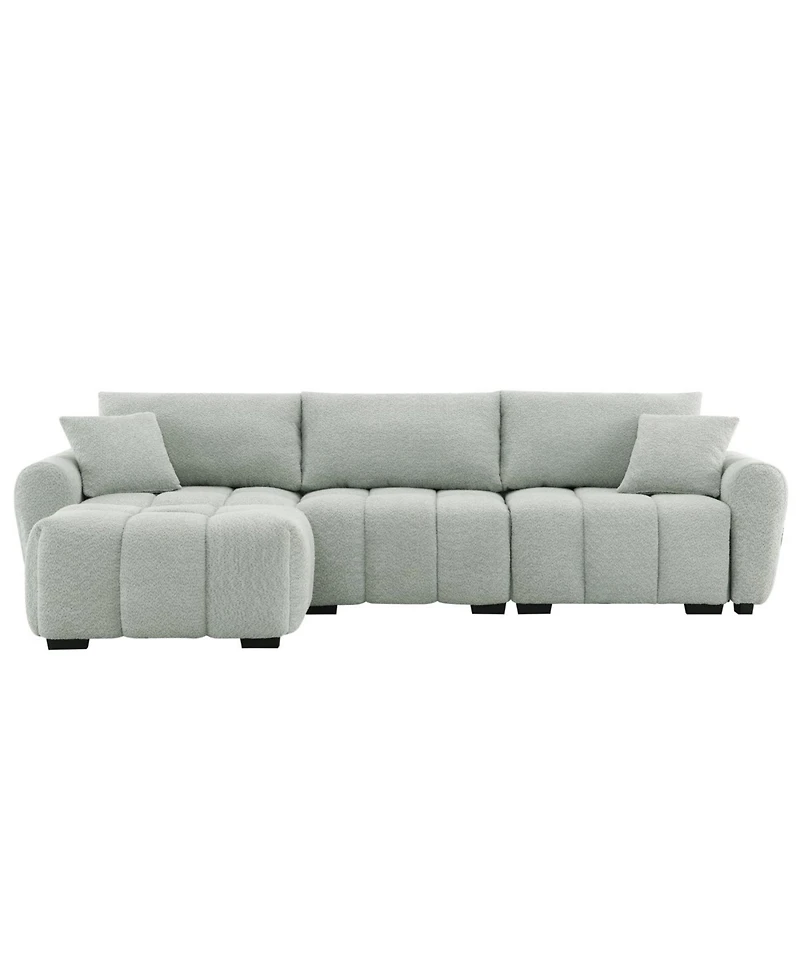 Streamdale Furniture 110" Modular Sectional Sofa, L-Shape, Extra-Large Seat, Movable Ottoman, Boucle Fabric