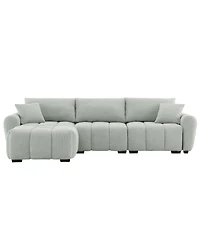 Streamdale Furniture 110" Modular Sectional Sofa, L-Shape, Extra-Large Seat, Movable Ottoman, Boucle Fabric