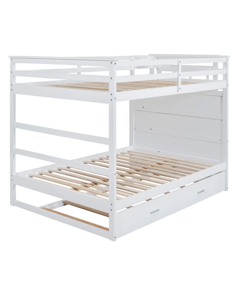 Streamdale Furniture Full Over Bunk Bed w/ Twin Trundle & Stairs, Gray