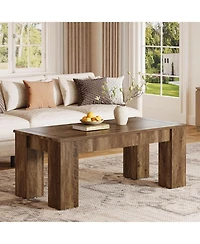 Tribesigns Rectangle Coffee Table for Living Room, 47-Inch Farmhouse Center Cocktail Table with Sturdy Legs