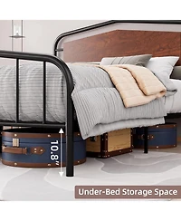 gaomon Full Size Platform Bed Frame with storage, wooden headboard, heavy-duty metal frame, noise-free, no box spring, easy assembly
