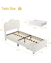 gaomon Twin Upholstered Smart Led Bed Frame with Adjustable Hill