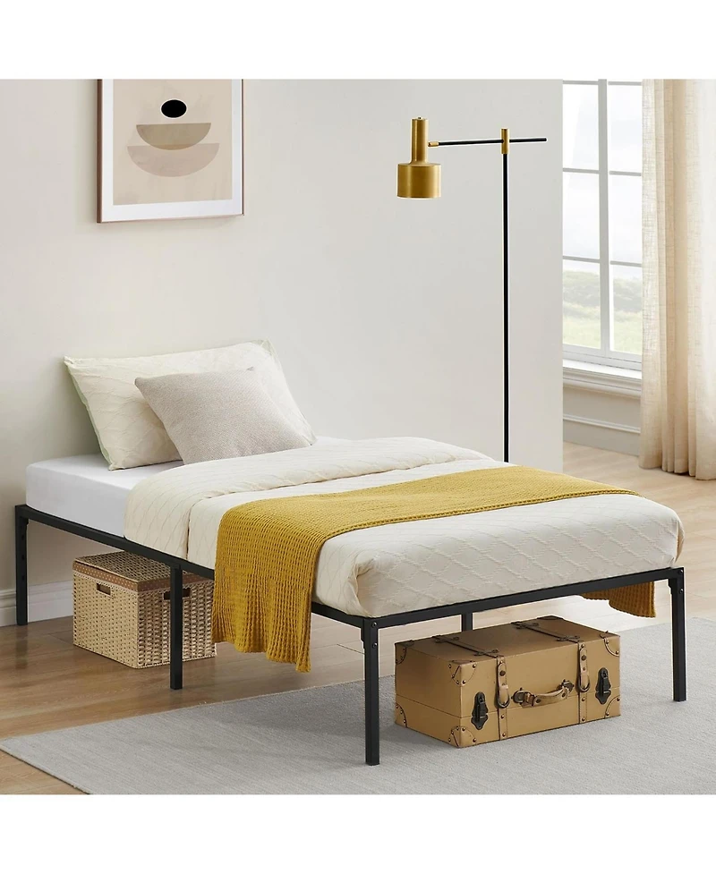 Gaomon 14 Inch Twin Bed Frame No Box Spring Needed, Heavy Duty Metal Platform Bed Frame Twin Size for Bedroom Easy Assembly, Noise Free, Black, Tiwn