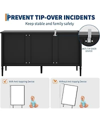 Gaomon 59" Buffet Cabinet with Storage, Wide Wood Console Table for Kitchen, Dining Room & Entryway, Black