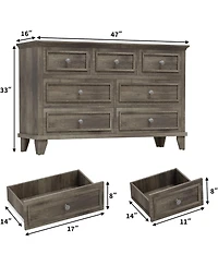 gaomon 7-Drawer Dresser for Bedroom, 47" Wide Wooden Chest with Deep Drawers, Dresser Tv Stand