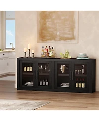 Gaomon 70.8" Sideboard Buffet Cabinet with 4 Glass Doors, Farmhouse Modern Accent Storage Cabinet