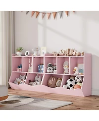 gaomon Kids Toy Storage Organizer with Bookshelf, Wooden Toy Cabinet and Book Rack for Playroom