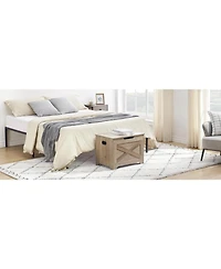 Gaomon 23.6" Wooden Storage Chest Entryway Bench, Toy Organizer Trunk with Safety Hinges for Bedroom and Living Room, Grey