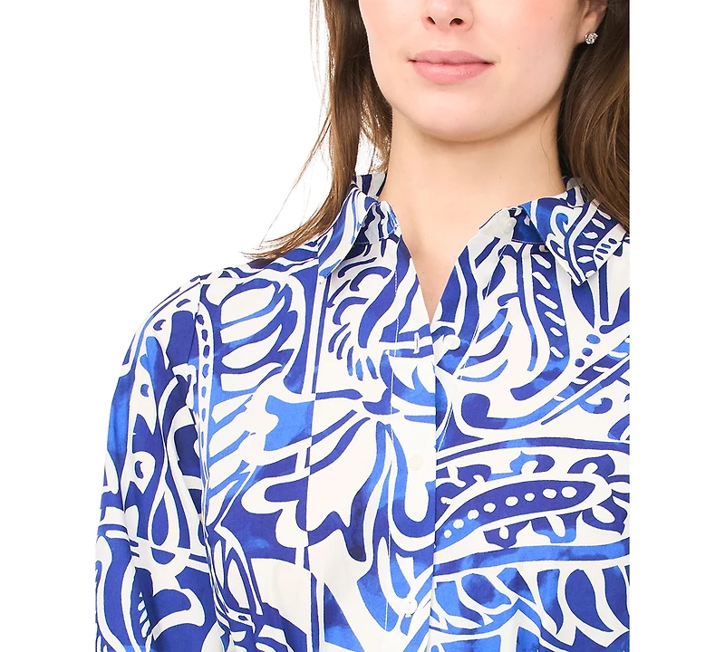 Msk Women's Long-Sleeve Tie-Waist Dress