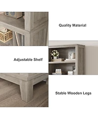 gaomon 71" Tall 5-Tier Farmhouse Bookcase with Adjustable Shelves, 31.5" Wide Wood Bookshel