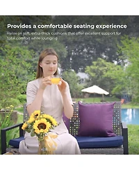 Streamdale Furniture 4-Piece Gray Acacia Wood Patio Furniture Set with Cushions