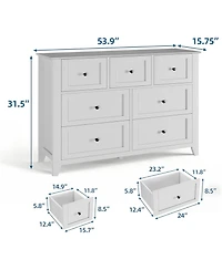 gaomon 7 Drawer Dresser, Modern Wood Chest with Gold Handles and Large Storage for Bedroom or Hallway