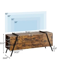 Gaomon " Modern Farmhouse Tv Stand, Entertainment Center with Drawers & Adjustable Shelves, Metal Legs.
