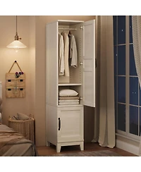 gaomon 72" Narrow Armoire Wardrobe Closet with Doors, Adjustable Shelves & Hanging Rod for Bedroom, White