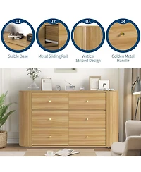 gaomon Drawer Dresser with Power Outlet, Farmhouse Wooden Dresser with Metal Handles & Vintage Design