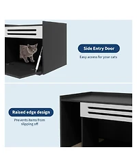 gaomon Modern Litter Box Enclosure Cabinet, Concealed Litter Box with Vent Door and Side Storage Drawer