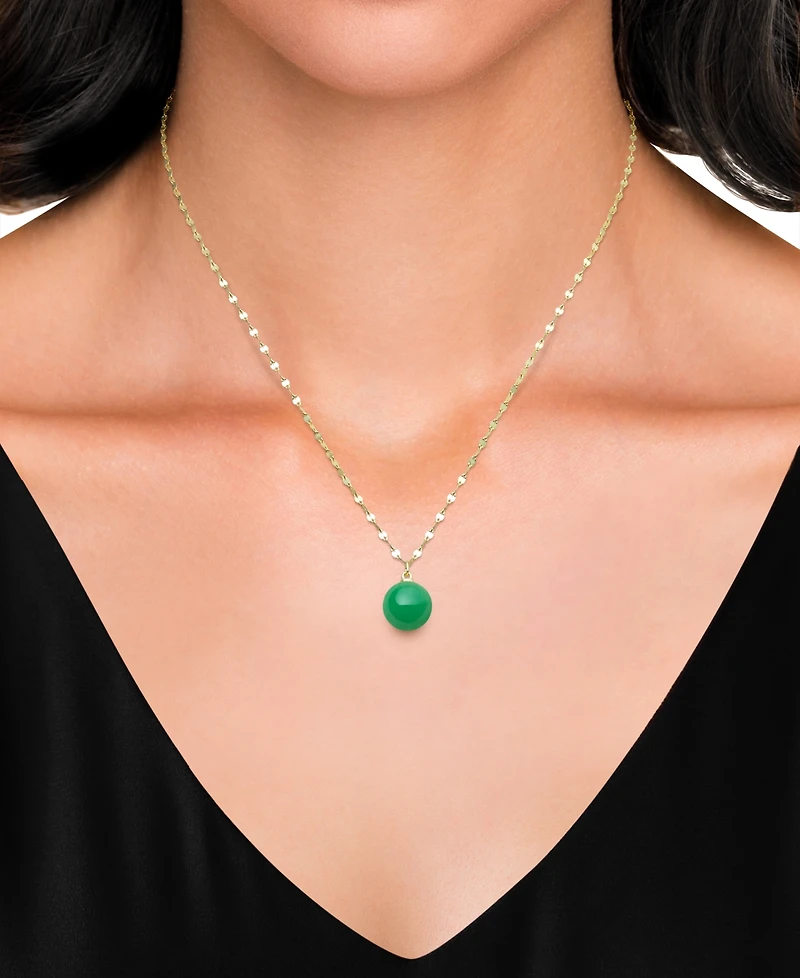 Macy's Dyed Green Jade Lana Chain Necklace in 14k Gold Over Silver