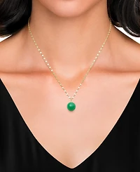 Macy's Dyed Green Jade Lana Chain Necklace in 14k Gold Over Silver