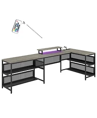 Streamdale Furniture U-Shaped Led Gaming Desk - Large, Sturdy Home Office Computer Desk