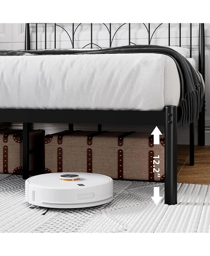 gaomon Bed Frame with Headboard, Metal Platform Bed Modern Mattress Foundation with Under Bed Storage, No Box Spring Needed