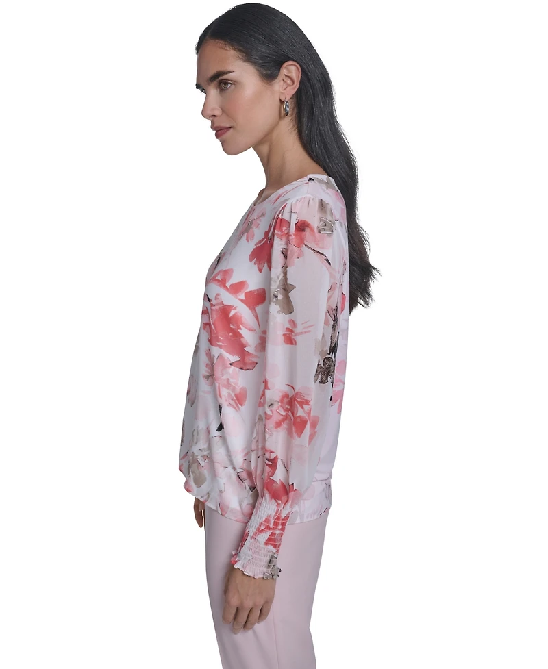 Calvin Klein Women's Mixed Media Long-Sleeve Top