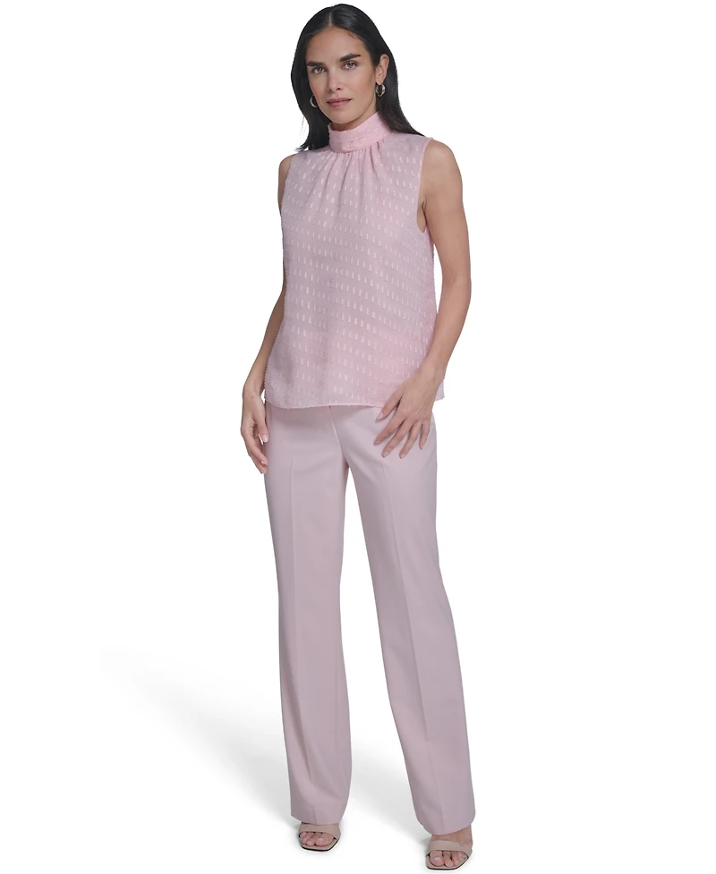 Calvin Klein Women's Novelty Mock Neck Sleeveless Top