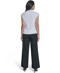 Calvin Klein Women's Textured Mock Neck Cap Sleeve Top